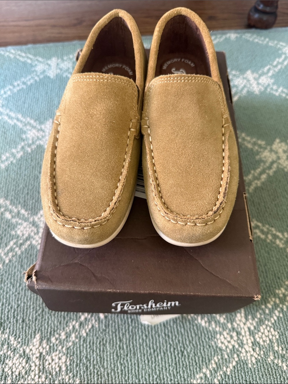 Florsheim Boys Jasper Venetian Light Tan Suede Slip-On Loafers 13.5